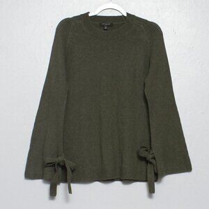 Ann Taylor olive green wool cashmere blend wide sleeve bow sweater